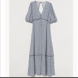 H&M Puff Sleeve Blue Floral Dress
